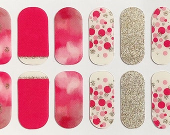 Pink Marble Glimmer Nail Polish Strips / Nail Wraps #014