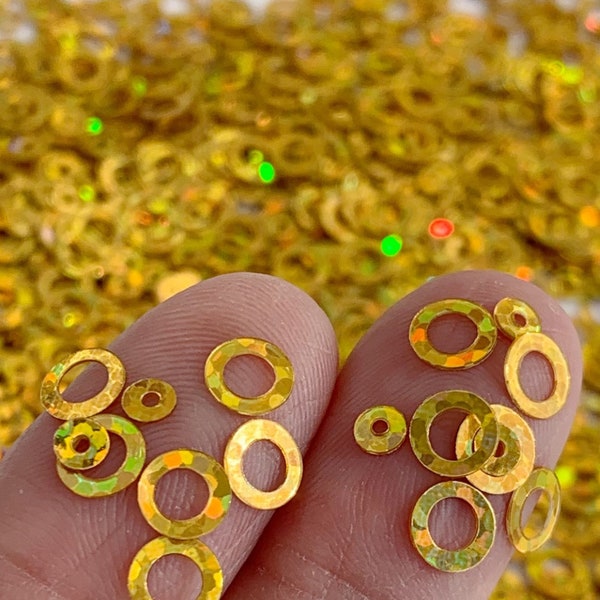 Gold Iridescent Circle Dots Party Confetti Chunky Poly Glitter, Decoden Supplies, Tumblers, Resin Embellishment, Slime Toppings (R026)