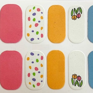 Pink Blue Flower Nail Polish Strips / Nail Wraps / Nail Decals #507