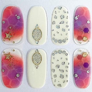 Pink Star Glitter Nail Polish Strips: Easy Application Nail Wraps