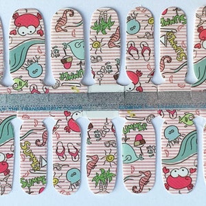 Summer Beach Nail Polish Strips: Whales, Crabs, Seashells