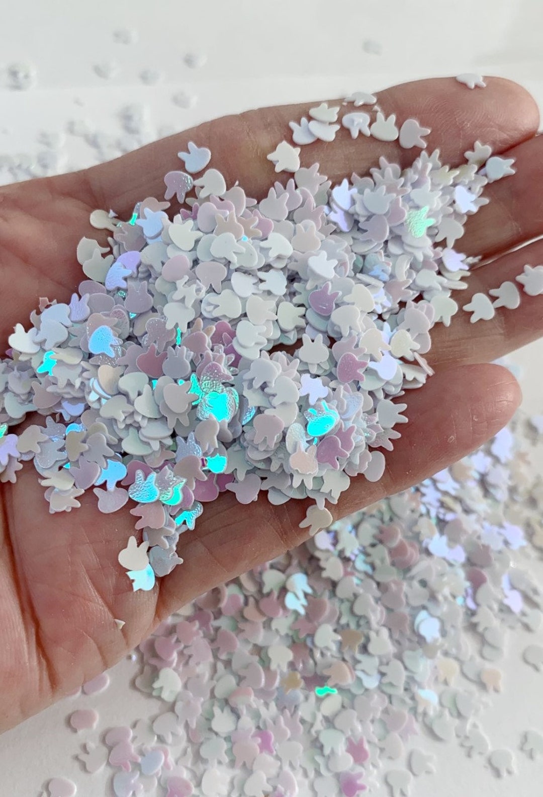 White Iridescent Bunny Glitter, Rabbit Glitter, Nail Art Glitter, Party ...