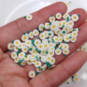 Polymer Clay White Daisy Slices, Fake Clay, Fake Sprinkles, Polymer Clay Slices, Polymer Clay Fake Sprinkles, Slime, Resin Fillers (C189)