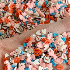 Valentine&#39;s Day Polymer Clay Sprinkles: Hearts, Lips, Letters