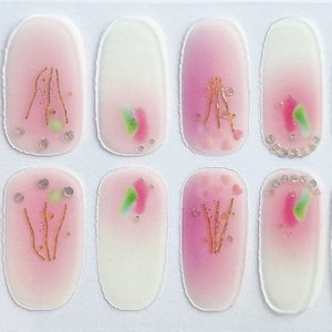 Pink White Ombre Glitter Nail Polish Strips / Nail Wraps / Nail Decals #108