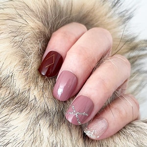 Handmade Press On Nails | Short Square Press On Nails | Purple Theme Nails | Glue On Nails | Fake Nails | False Nails (N-189)