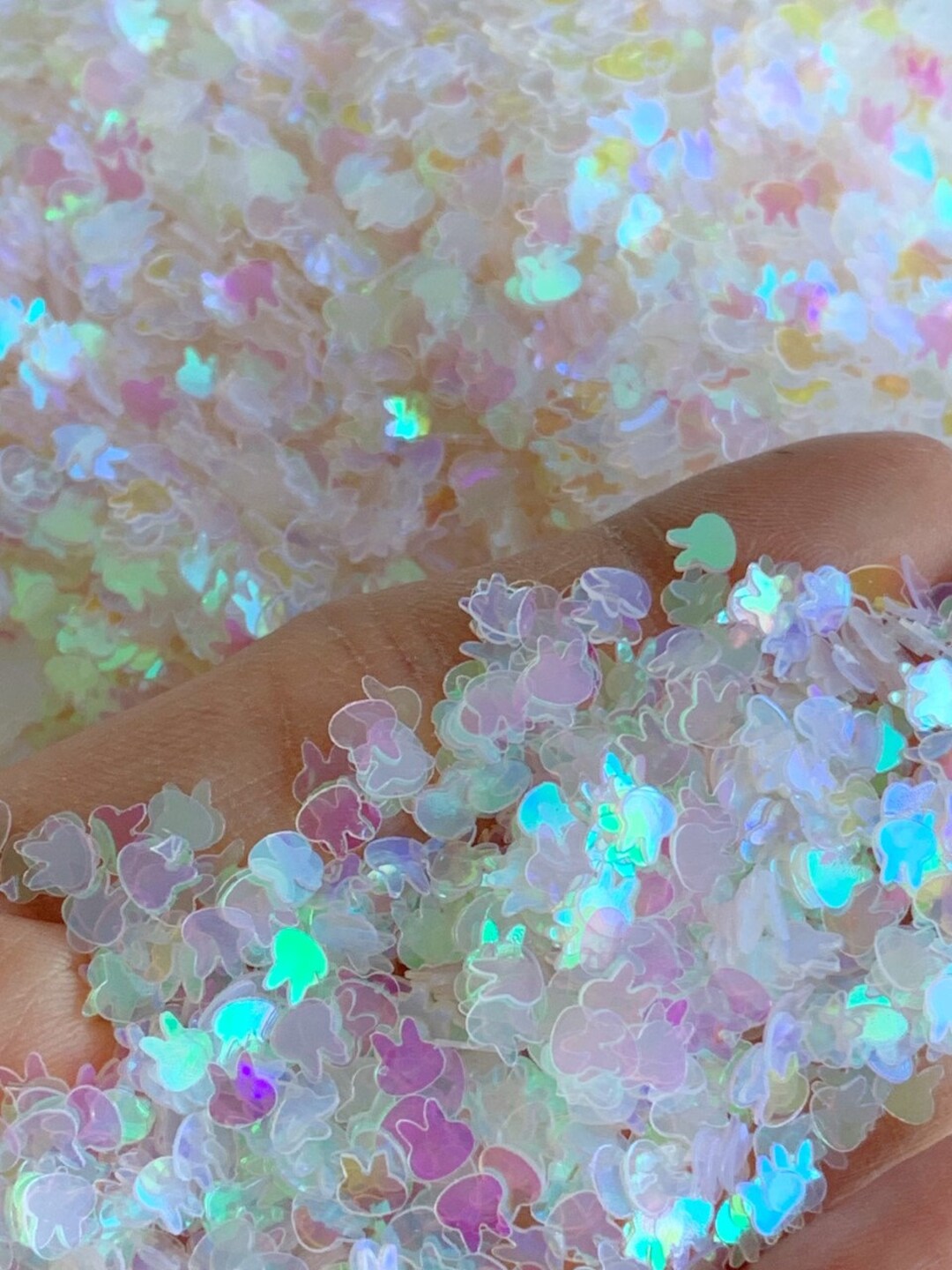 Clear Iridescent Shift Translucent Bunny Rabbit Glitter, Bunny Shape ...