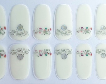 White Glitter Nail Polish Strips: Easy Peel Nail Wraps