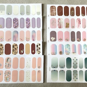 Nail Polish Strips / Glitter Charms Full Nail Wraps / Spring Summer Gel Nail Decals (#TM-AP)