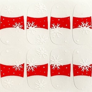 Christmas Whiter Snowflake Red Clear Nail Polish Strips / Nail Wraps / Nail Decals #555