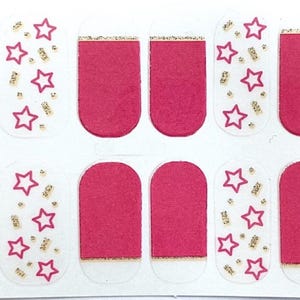 Pink Star Nail Polish Strips: Glimmering Nail Wraps, Easy Application