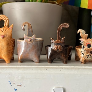 OOAK Custom Kitty Cat Planter, Made for You Looking Like Your Cat, Air Plants, Succulents, Small Plants, 4 Sizes
