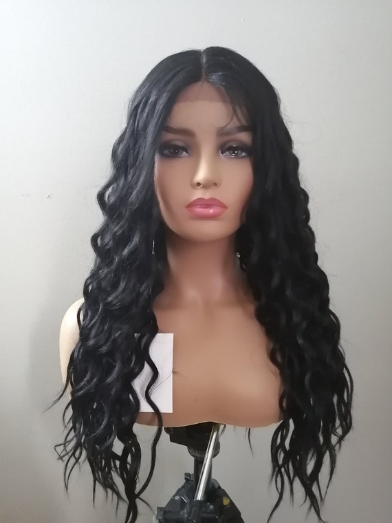 Beautiful Black Curly Lacefront Wig Etsy Canada