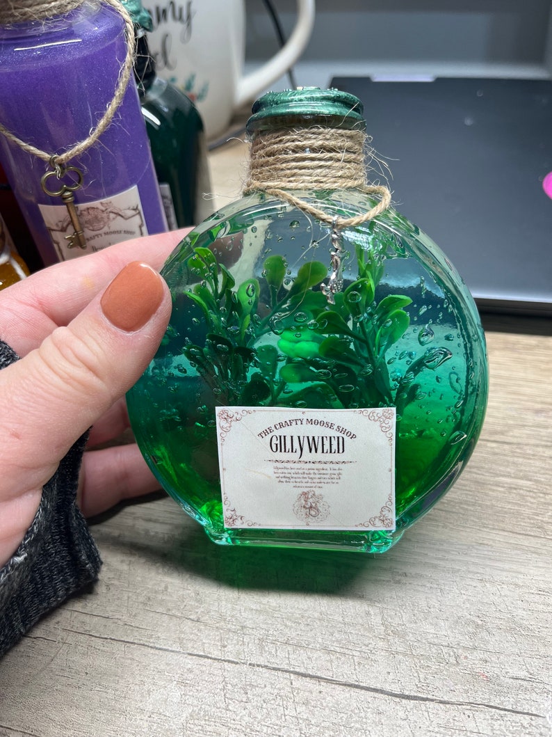 Wizarding Inspired Potion Bottle Gillyweed Medium Size Potion image 1