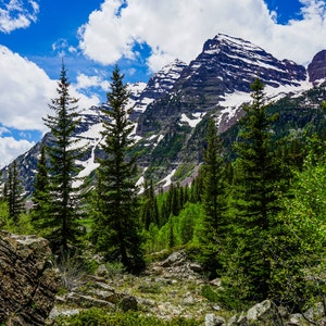 Maroon Bells Mountain Photography Print – Colorado Wall Art, Rustic Cabin Decor