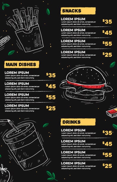 Editable Menu Template, Printable Menu Designs, Restaurant Menu ...