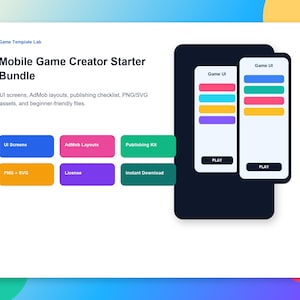 Mobile Game Creator Starter Bundle | Game UI Kit, Ad Mob Screens, Publishing Checklist, Godot Game Assets