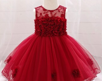 Ready to Ship, Baby Girl Formal Special Occasion Ruffled Dress, Holiday Dress, Baby Girl Dress