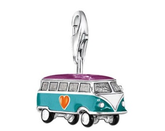Black White Vw Style Camper Van Pendant Clip On Clasp Charms Bead Fits Traditional Link Bracelets