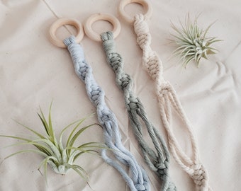 Macrame Air Plant Holder, Air Plant Hanger, Small Air Plant Display, Boho Macrame Wall Hanging, Succulent Plant Hanger