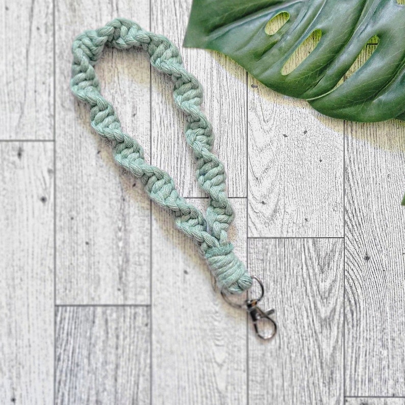 Macrame Keychain Macrame Wristlet Wrist Keychain Handmade Keychain Boho Accessory Gifts for Her Bridal Shower Teacher Gift Mint Green