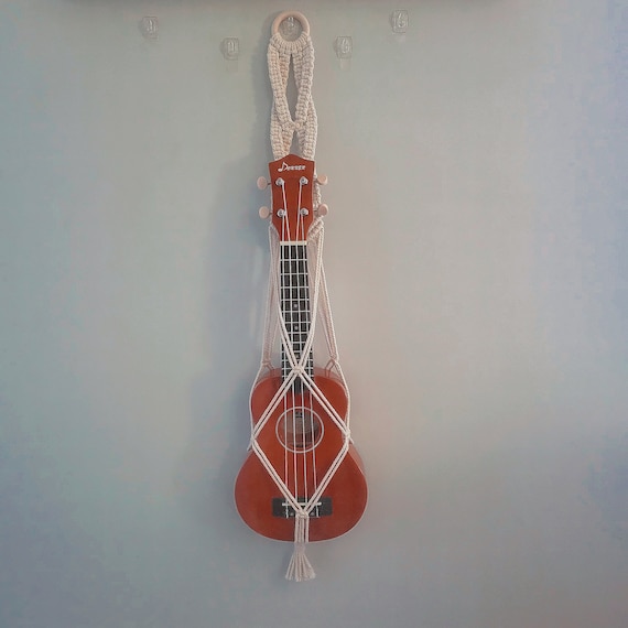 Ukulele Holder Macramé Ukulele Wall Holder Mini Guitar Etsy