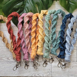 Macrame Keychain Macrame Wristlet Wrist Keychain Handmade Keychain Boho Accessory Gifts for Her Bridal Shower Teacher Gift image 1