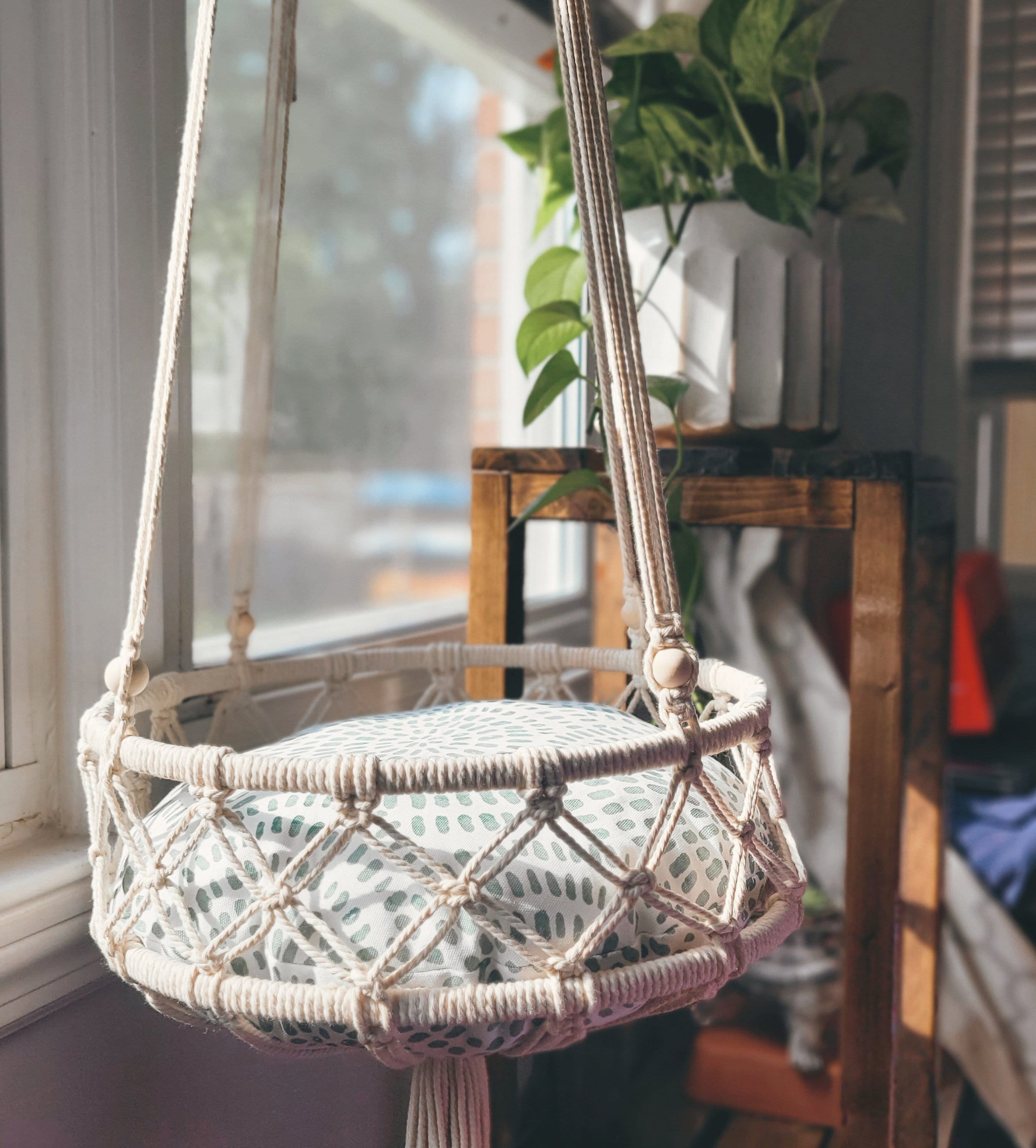 Macrame Elegance VII 7 1970s Macrame Hanging Table Plant Pot