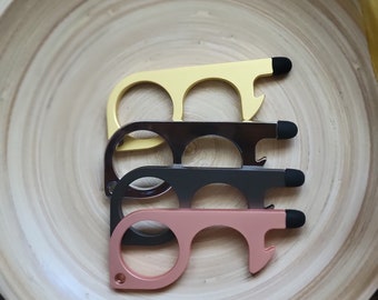 Brass No Touch Tool Keychain – Contactless Stylus, Door Opener