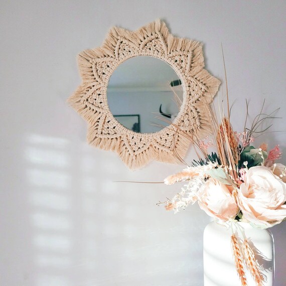 Macrame Mirror Round Boho Mirror Simple Handmade Macram