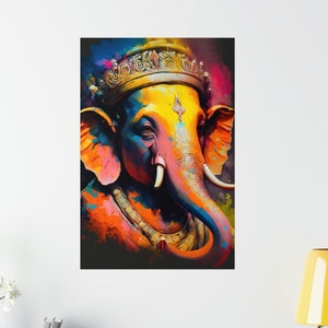 Hindu Elephant God Lord Ganesh - Spiritual Wall Art For Religious Home Decor & Yoga Studios