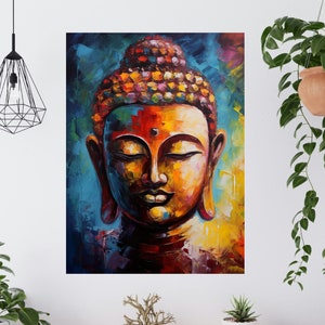 Impression de Bouddha paisible | Art de Bouddha | Art paisible | Bouddhisme | Art de la méditation | Oeuvres d'art d'autel | Art du yoga | Impression de yoga | Décoration murale bouddha