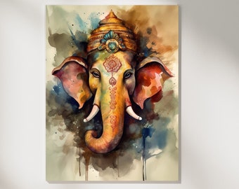 Akvarelltryck av Lord Ganesh | Hinduisk gud Yoga Studio Konst (digital nedladdning)