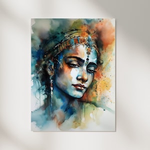 Sri Krishna Printable Art | Hare Krishna Picture | Hindu Altar Picture | Krishna Print | Govinda | Krishna Painting | Hindu Print | Hinduism