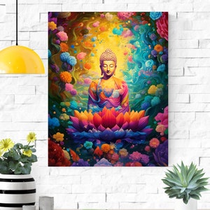 Buddha Psychedelic Art Print - Colorful Meditation Art For Spiritual Home Decor