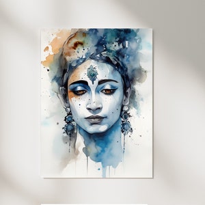 Sri Krishna Picture Hindu Art Printables | Krishna Print | Krishna Painting | Mysticism | Hare Krishna | Hinduism | Printable Yoga Art