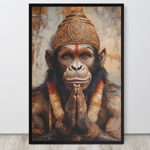 Sri Hanuman The Monkey God - Religious Wall Art For Bhakti Yoga & Spiritual Home Decor