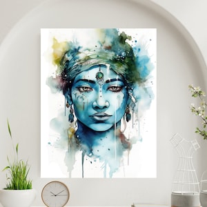 Krishna Watercolor Spiritual Art Print | Krishna Art | Krishna Painting | Krishna Picture | Krishna Print | Lord Krishna | Bhakti | Hinduism