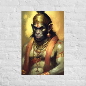 Sri Hanuman Art Print | Hanuman Painting | Hanuman Poster | Spiritual Warrior | Hindu Gods | Monkey God | Hindu Poster | Hinduism | Ramayana