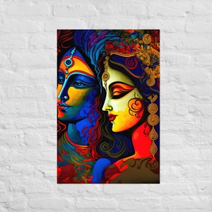 Radha Krishna | Hindu Wall Art | Hindu Wedding | Love Wall Art | Spiritual Art | Romantic Art | Romantic Painting | Hinduism | Yoga Art