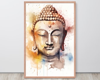 Colorful Meditating Buddha Art Print In Watercolor Style - Buddhist Gift Art & Spiritual Decor