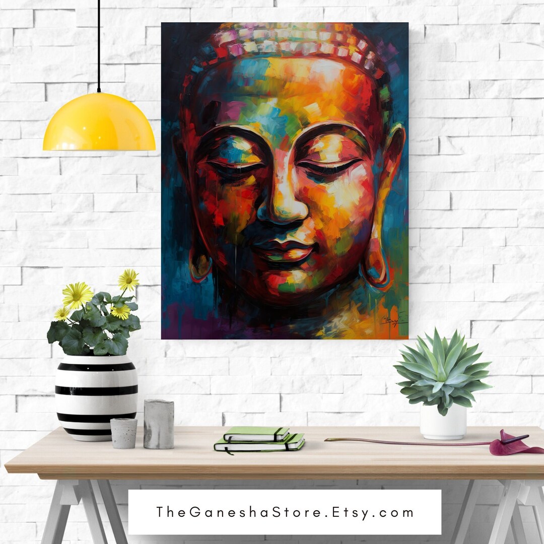 Buddha Spiritual Wall Art Buddha Art Print Rainbow Wall Art Colorful