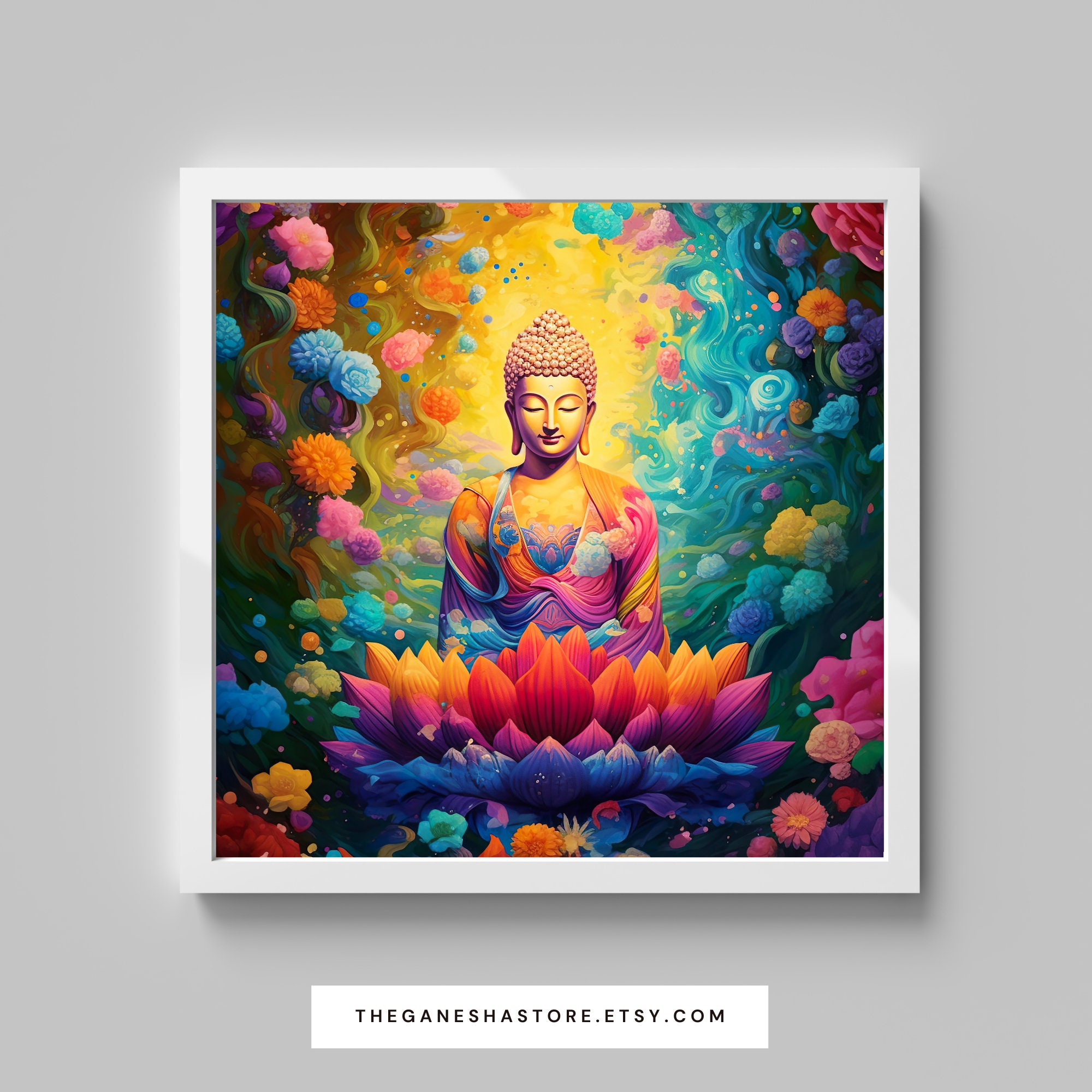 Printable Buddha Psychedelic Poster | Buddha Print | Buddha Painting ...