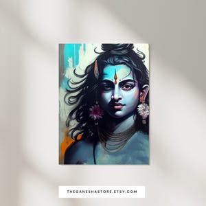 Konsttryck av den unge Lord Shiva - "Om Namah Shivaya" | Digital konst av hinduisk gud (nedladdning) bild 2