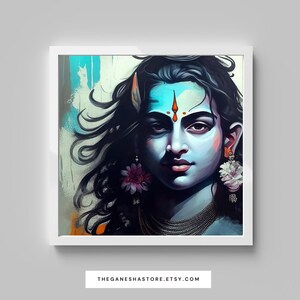 Konsttryck av den unge Lord Shiva - "Om Namah Shivaya" | Digital konst av hinduisk gud (nedladdning) bild 10