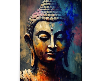 Färgglatt Buddha-konsttryck | Spirituell zendekor (digital nedladdning)