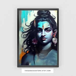 Konsttryck av den unge Lord Shiva - "Om Namah Shivaya" | Digital konst av hinduisk gud (nedladdning) bild 1