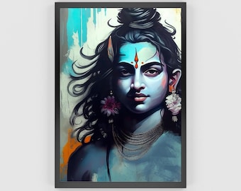 Young Lord Shiva Art Print - "Om Namah Shivaya" | Hindu God Digital Art (Download)