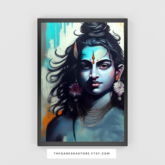 Young Lord Shiva Art Print - "Om Namah Shivaya" | Hindu God Digital Art (Download)