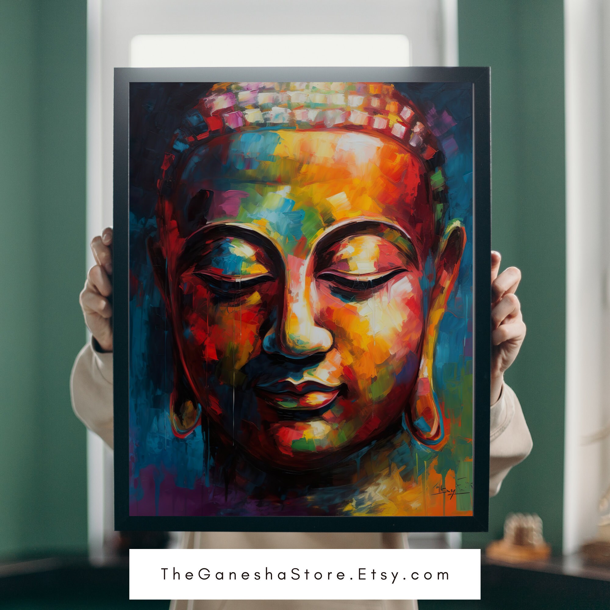 カラフルなモダンアート仏像 - 家庭やオフィスの装飾に最適な平和な